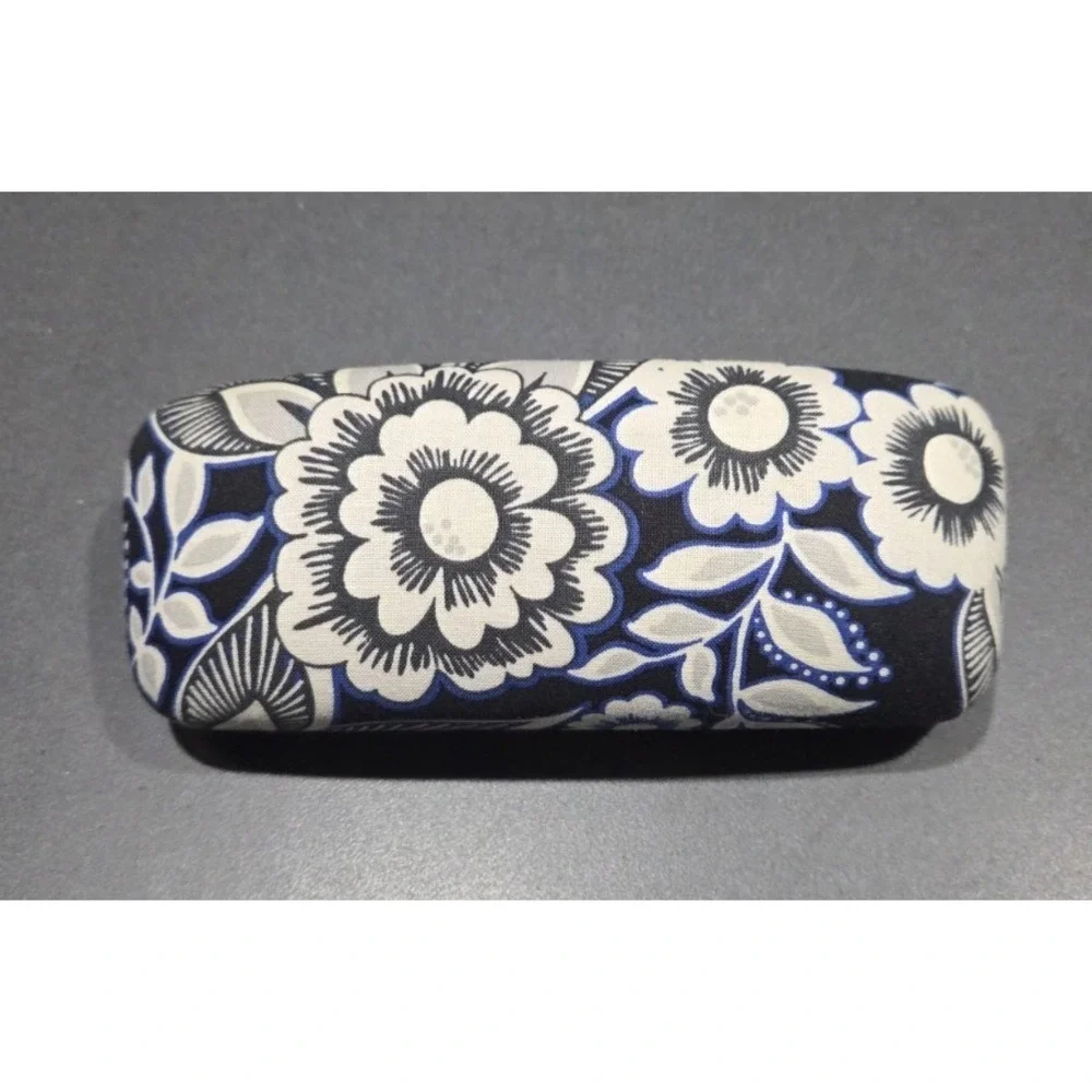 Vera Bradley Snow Lotus Blue Black Floral Hard Shell Eye Glass Case